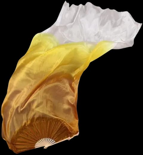 Abanico de Danza Cristiana Alabanza 180 cm Semi Seda Dorado y Blanco