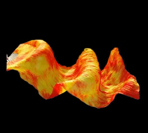 Abanico de Seda Fuego Santo 180 cm Degradado Tie Dye Naranja Rojo