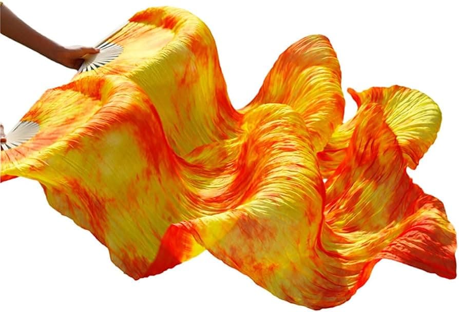 Abanico de Seda Fuego Santo 180 cm Degradado Tie Dye Naranja Rojo · Imagen 2 · 2 de 2