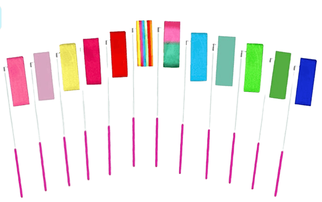 Cintas streamer de danza cristiana 4m con asta, múltiples colores