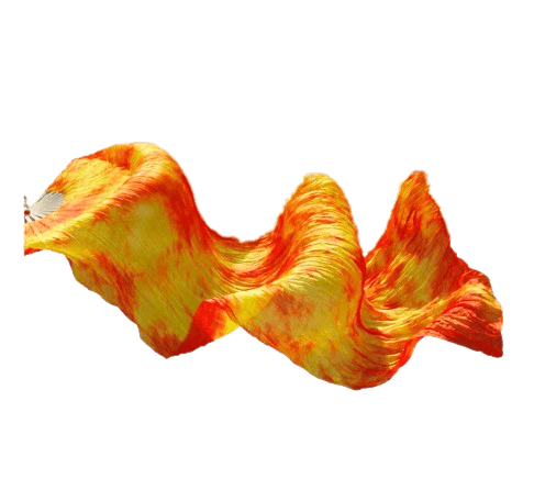 Abanico de Seda Fuego Santo 180 cm Degradado Tie Dye Naranja Rojo